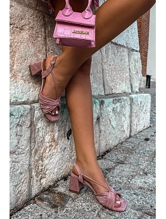 Dámske sandále na podpätku Dirty Pink Taffina