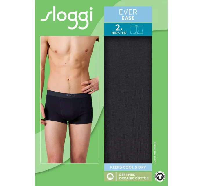 Pánske boxerky EVER Ease Hipster 2P - BLACK - black 0004 - SLOGGI