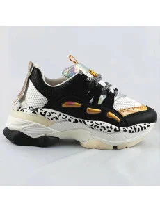 Čierne dámske sneakersy s panterím vzorom (BX1827-SP)