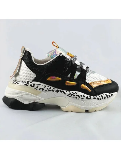 Čierne dámske sneakersy s panterím vzorom (BX1827-SP)