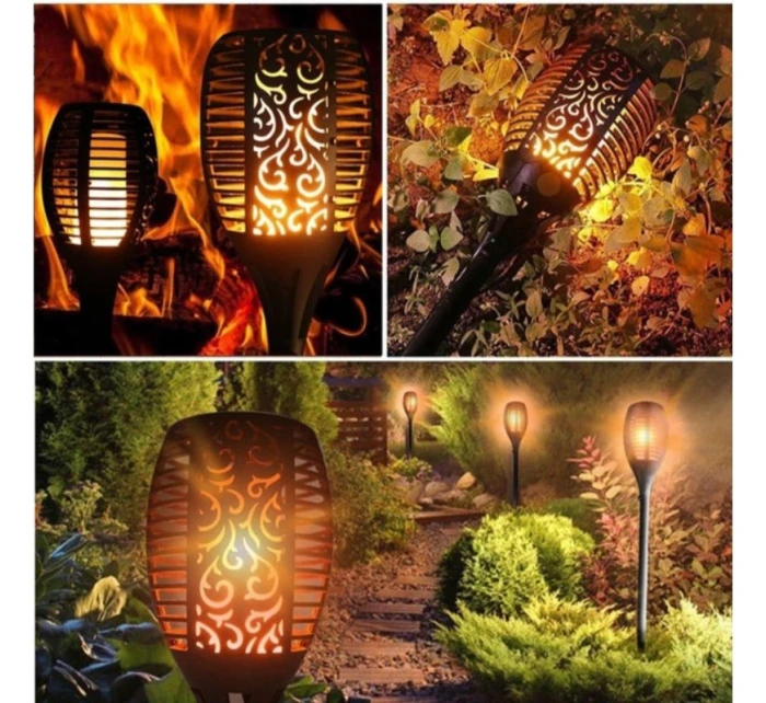 SOLÁRNA BATERKA TANCUJÚCE PLAMENE 12X12X78CM 36 LED XXXL