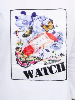 Blúzka s grafikou 3D Watch biela