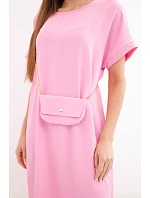 Dámske šaty s krátkym rukávom a retiazkou candy pink Dámske šaty s krátkym rukávom a retiazkou candy pink