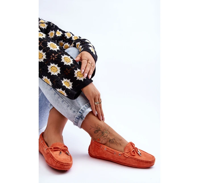 Damskie Zamszowe Mokasyny Pomarańczowe Si Passione Damskie Zamszowe Mokasyny Pomarańczowe Si Passione