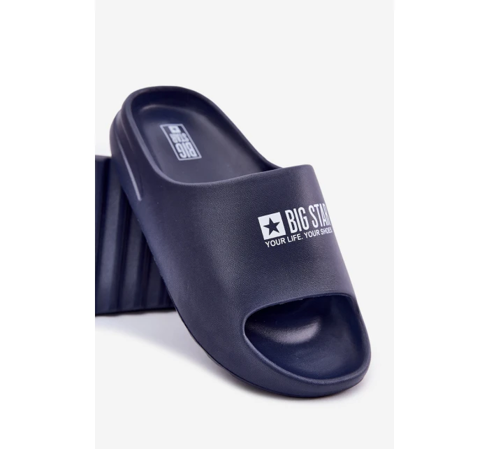 Piankowe Klapki Męskie Z Logo Big Star RR174A014 Granatowe
