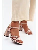 Dámské sandály na podpatku s pásky Vinceza béžové