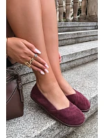 Dámske barefoot balerínky z prírodného semišu v bordovej farbe Mirelia