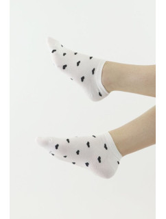 Dámské kotníkové ponožky CSD240-036 bílé s černými srdíčky - Moraj