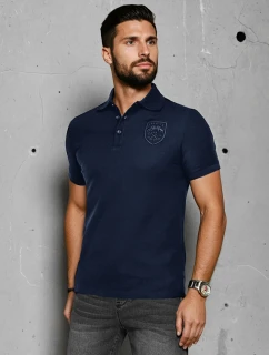 Pánske polo tričko s nášivkou modré FashionStreet PX0625