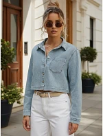 Krátka dámska džínsová košeľa s dlhými rukávmi FashionStreet TY5692