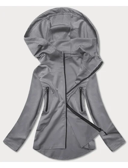 Šedá mikina s asymetrickou spodnou časťou (HD153-03)