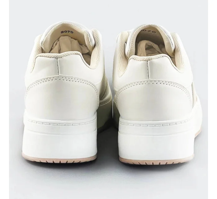 Bielo-béžové dámske športové šnurovacie topánky (S070)