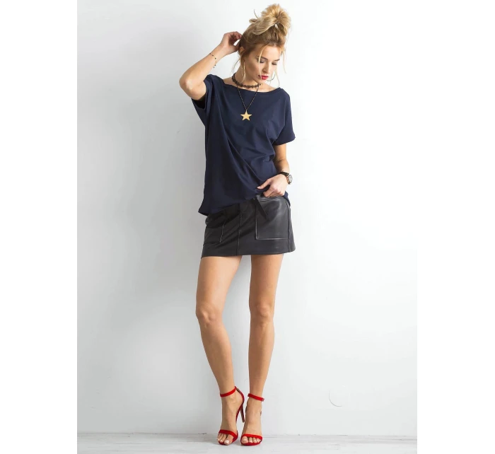 Tshirt basic z dekoltem z Feel Good granatowy model 21266681 - Factory Price Tshirt basic z dekoltem z Feel Good granatowy model 21266681 - Factory Price