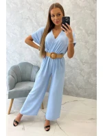 Kombinéza s ozdobným páskem v pase modrá