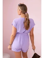 Krátký overal model 21289853 v pase světle fialová - K-Fashion Krátký overal model 21289853 v pase světle fialová - K-Fashion