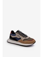 Sneakersy Męskie Big Star NN174320 Memory Foam System Beżowo-Niebieskie