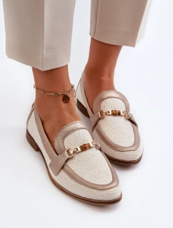 Skórzane Mokasyny Z Ozdobą Złote Maciejka 06442-25 Złote