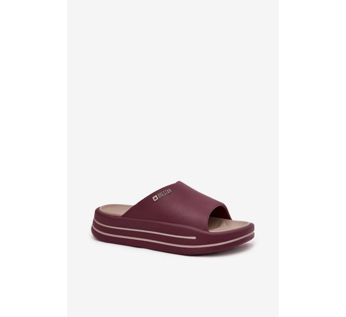 Klapki Damskie Na Platformie Big Star SS274425 Bordowe