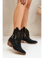 Semišové otvorené kovbojské topánky na podpätku Zazoo 2994 Black Semišové otvorené kovbojské topánky na podpätku Zazoo 2994 Black