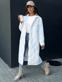Dámský prošívaný dlouhý kabát bílý Dstreet model 21978774 - FashionStreet