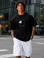 Pánske bavlnené tričko nadrozmernej veľkosti s čiernou potlačou FashionStreet NX1046R