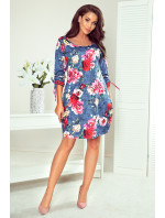 SOPHIE - Pohodlné dámske oversize šaty s kvetinovým vzorom na džínsovine 281-2