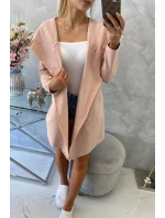 Voľná pláštenka s kapucňou tmavo púdrovo ružová