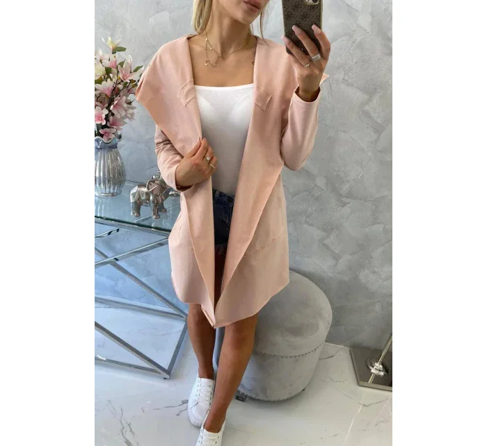 Voľná pláštenka s kapucňou tmavo púdrovo ružová