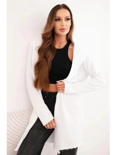 Dámska bavlnená mikina s kapucňou a predĺženou prednou časťou biela