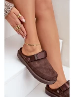 Zateplené dámské pantofle na platformě čokoládové model 21680700 - Boto