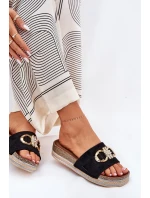 Dámské Pantofle Na Platformě S A Zlatou Dekorací Černé model 21689964 - Boto