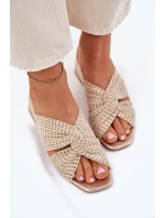 Klapki Damskie Na Klocku Maciejka 06955-25 Beżowo-Złote