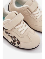 Dětské sportovní boty na suchý zip béžové s leopardem Perrin Dětské sportovní boty na suchý zip béžové s leopardem Perrin
