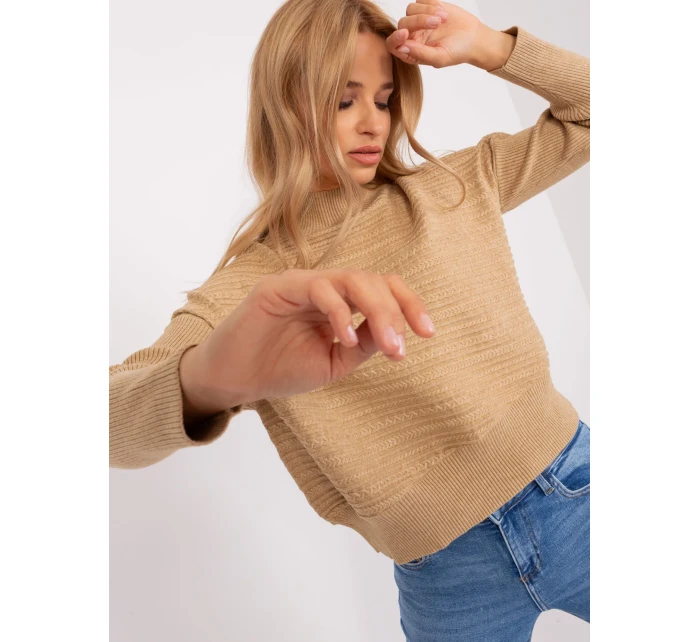 Sweter AT SW model 18900695 camelowy - FPrice Sweter AT SW model 18900695 camelowy - FPrice