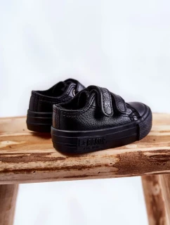 Detské kožené tenisky na suchý zips BIG STAR KK374054 Black