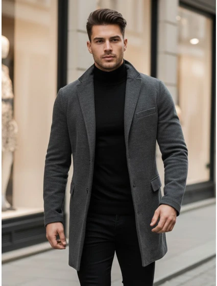 Pánský šedý kabát Dstreet model 21965564 - FashionStreet Pánský šedý kabát Dstreet model 21965564 - FashionStreet