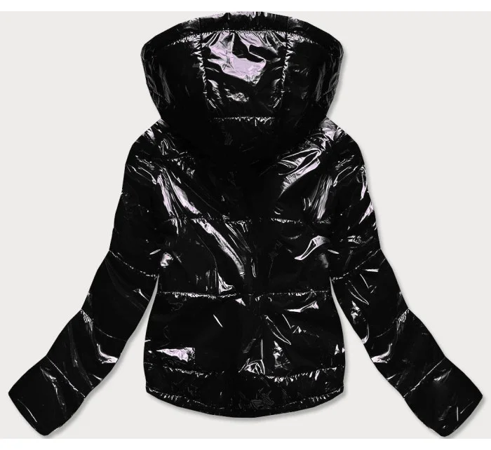 Čierna lesklá prešívaná dámska bunda (B9560) Čierna lesklá prešívaná dámska bunda (B9560)