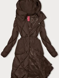 Hnedá zimná bunda s golierom (LHD-23021)