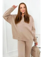 Izolovaná bavlnená súprava, mikina + nohavicami Brooklyn tmavo béžová