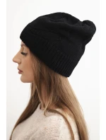 Dámská zimní čepice z vlny s vzorem černá model 21783073 - K-Fashion