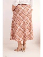 Dámská sukně Plus Size v model 21959128 vzoru s širokým lemem camelová - K-Fashion