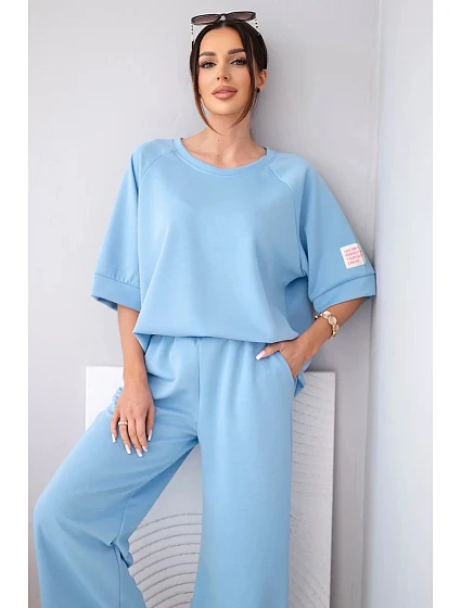 Dámska maslová viskózna mikina a široké nohavice svetlo fialová