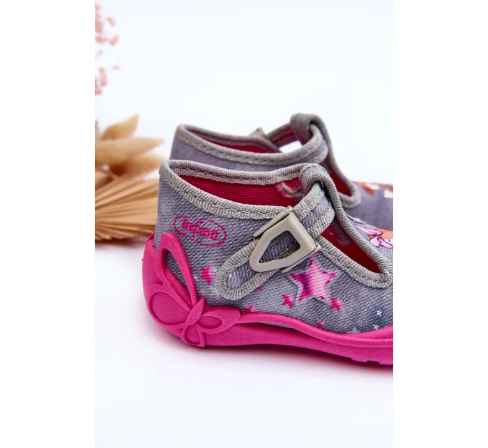 Sandałki Papcie Wiewiórki Befado 213P137 Szaro-Różowe