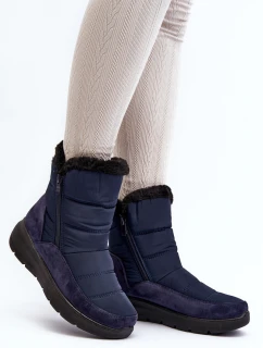 Dámské zimní boty s kožešinou modré model 21644841 - Boto