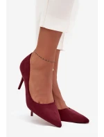 Szpilki Damskie Z Eko Zamszu Bordowe Elvessa