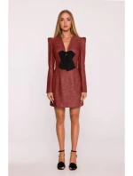 šaty s výstřihem do V bordó model 21295864 - Moe