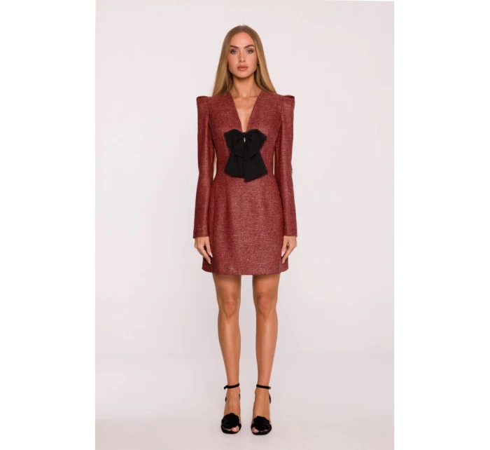 šaty s výstřihem do V bordó model 21295864 - Moe