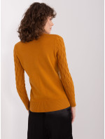 Klasický pletený horčicový sveter