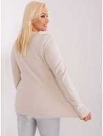 Svetlý béžový ležérny sveter vo väčšej veľkosti s manžetami