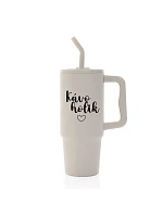 KÁVOHOLIK - béžový cestovný termohrnček 900 ml
